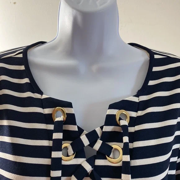 Charter Club | Striped bell sleeve Top - Picture 9 of 16